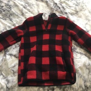Buffalo plaid quarter zip sherpa/fleece